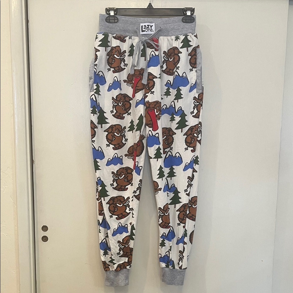 Lazy One ski Elephant Mammoth Lake Print Lounge Pants Small